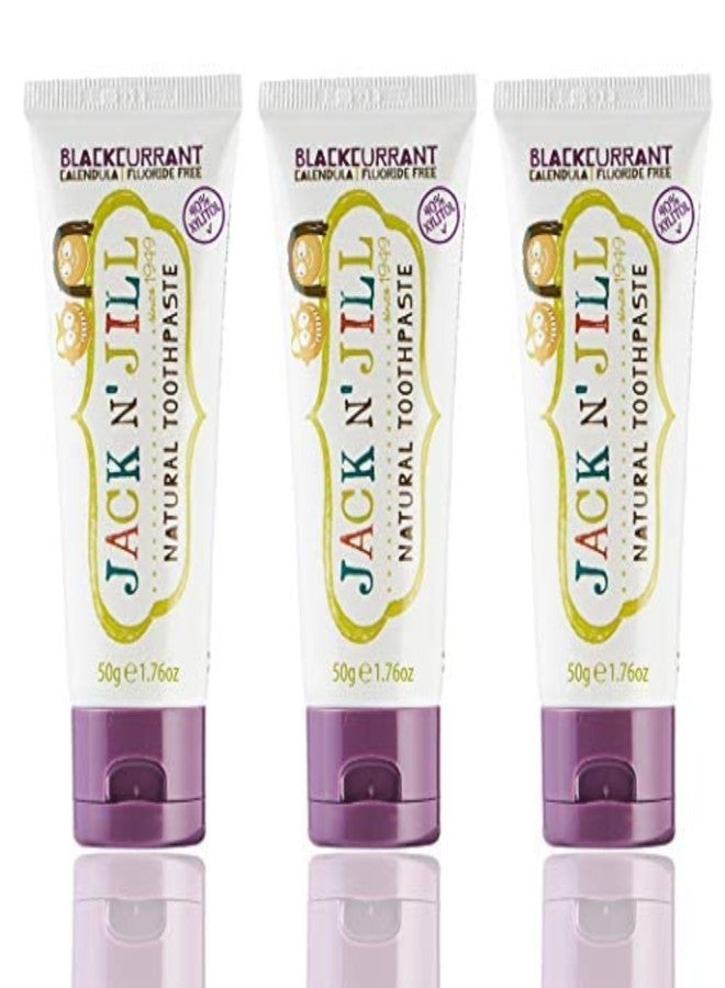 Jack N' Jill Natural Toothpaste for Kids - Fluoride Free Toothpaste, 40% Xylitol, BPA Free - Blackcurrant, 1.76 oz (Pack of 3) - Image 1